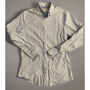 Charles Tyrwhitt Button Up Shirt Blue White Checker Slim 15 34in (Medium) JBHS